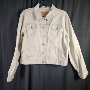 Levi Strauss Signature Kids Denim Jacket Khaki Beige Trucker Style Size XL 16 18